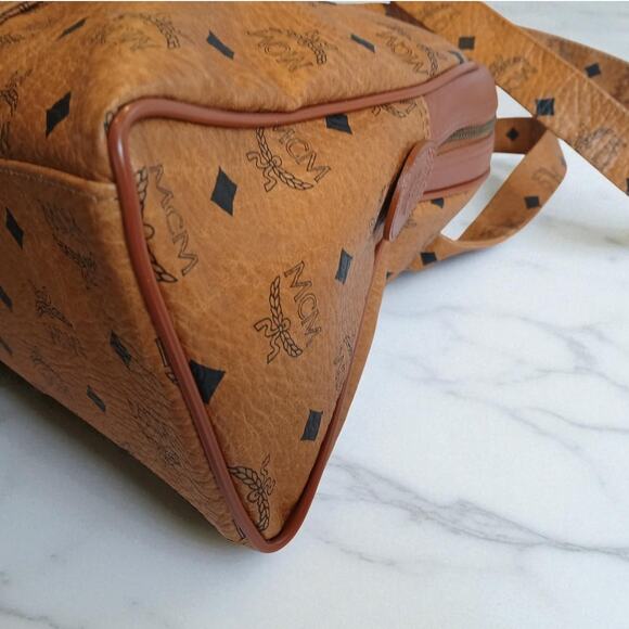 Authentic MCM Visetos Vintage LG Dome Shoulder Bag Cognac Monogram MSRP $1,450 - Picture 9 of 16